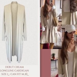 Debut Cream Open-Front Cardigan